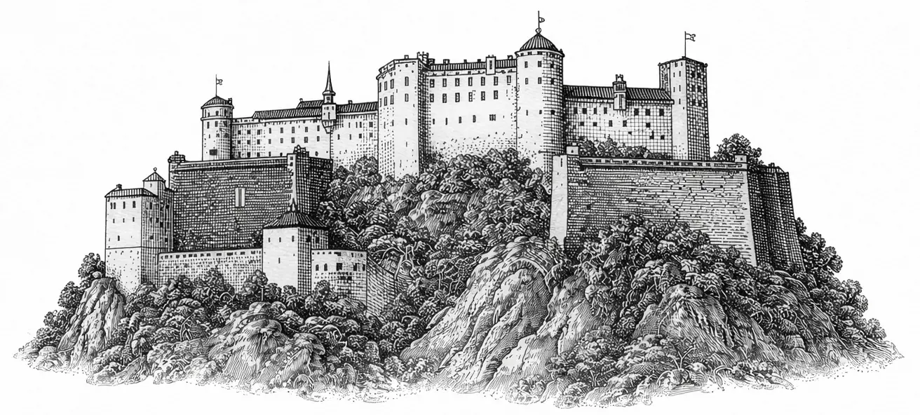 Illustration der Festung Hohensalzburg in Salzburg